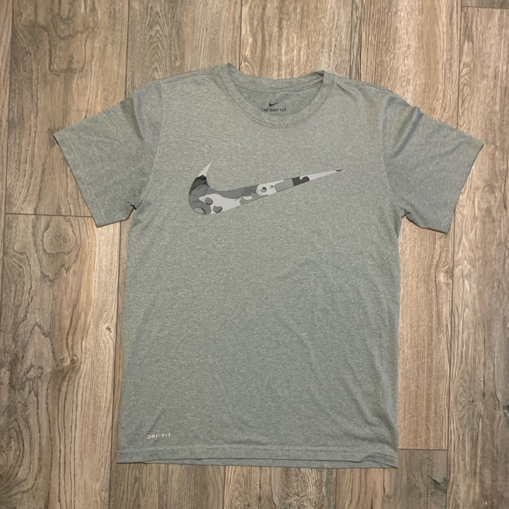 Gray Nike Swoosh Dri-Fit Tee